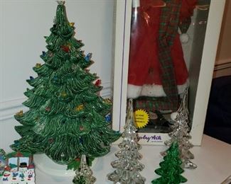 glass Christmas trees, porcelain tree