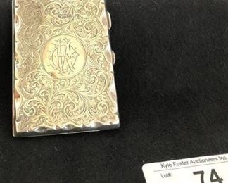 BEAUTIFUL STERLING SILVER ANTIQUE HAND CHASED CIGARETTE CASE, ENGRAVED INITIALS, WITH BRITISH HALLMARKS 2.53 TROY OZ
