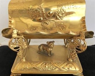 VICTORIAN GOLDPLATED PAIRPOINT FIGURAL REPOUSSE QUADRUPLE PLATE CARD RECEIVER 