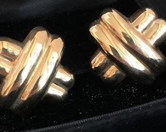 14K GOLD DOUBLE CROSS EARRINGS FROM NEIMAN'S
