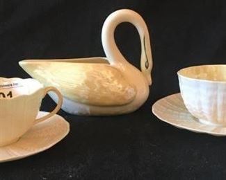 COLLECTION OF BELLEEK SWAN DISH