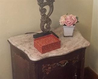 Pair Marble Top Night Tables