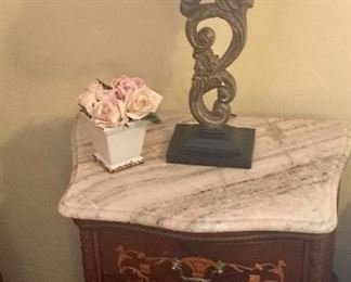 Set Vintage Night Tables Inlaid Design