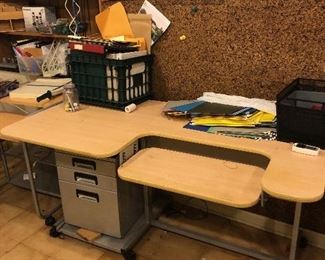 Natural Desk on Wheels + Side Table