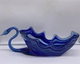 Art Glass Swan Console Bowl