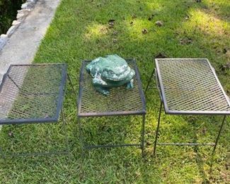 Three Metal Tables One Frog