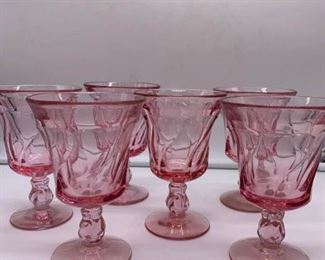 Vintage 1950s Fostoria Pink Goblet Glasses