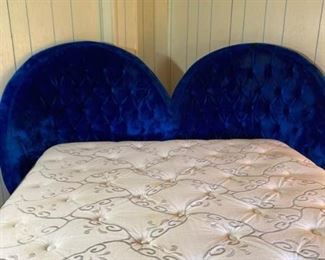 Vintage Royal Blue Velvet Headboard