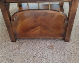 Wooden End Table with Glass Top
