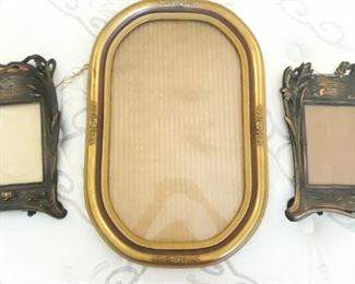 2 Sculptured Metal Frames Oval Wood Frame