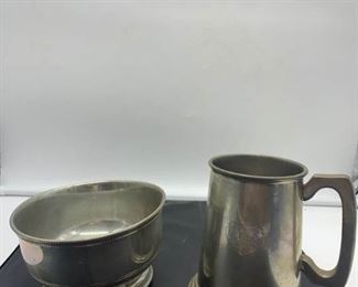 English Pewter Stein and Bowl