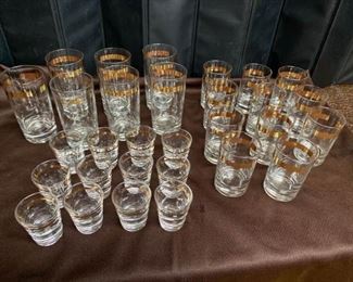 Gold Trim Glass Ware Shot Glasses