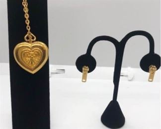 Heart Clock Necklace and Zipper Earrings
