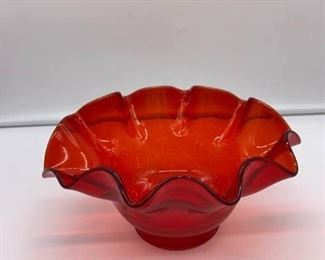 Retro Red Art Glass Bowl