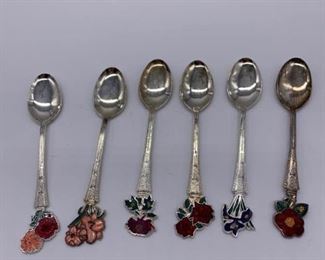 Silver Enamel Japanese Spoons