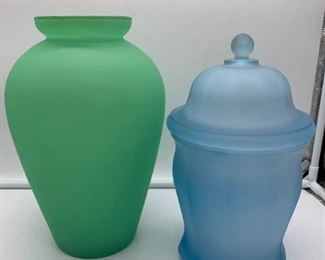 Vintage Frosted Glass Urns