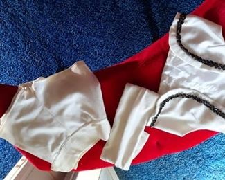 Vintage White Costume with Brown Trim