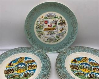 Vintage State Souvenir Plates