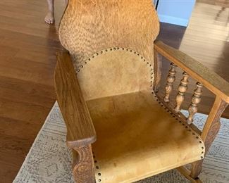 Antique Leather wood chair