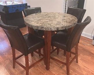 Marble top pub table with 4 chairs