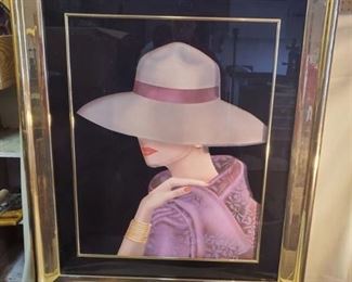 3D Elegant Sillouette of Sophisticated Woman - Shiny Metallic Frame 33in x 39 in