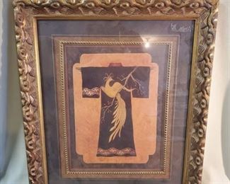 Oriental Gee Portrait with Pheonix - Exquisite Gilded Plaster Frame