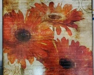 Red Floral with Writing PRINT ON CANVAS