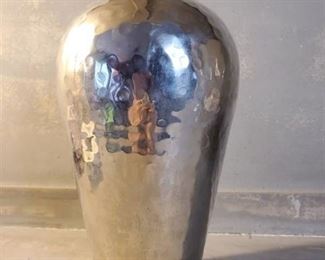 Heavy Chrome Colored Decorative Vase