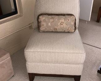 Two very light beige occasional chairs
