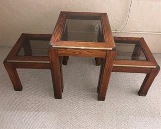 3 small parson style tables