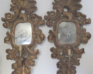 A Large Pair Of Antique Carved And Giltwood