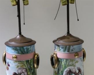An Antique Pair Of Porcelain Vases As Lamps