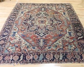 Antique And Finely Hand Woven Serapi Carpet