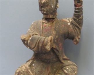 Antique Carved And Polychrome Buddha As Is