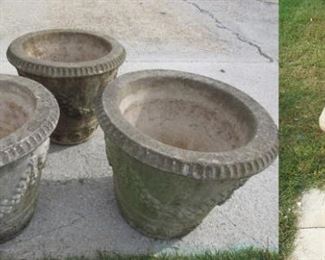 Antique Cast Concrete Planters And A Putti
