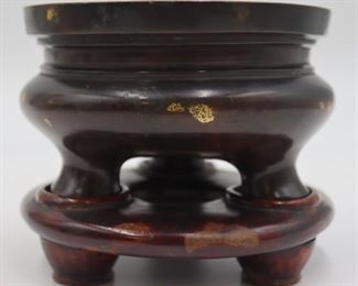 Antique Chinese Bronze Goldsplash Tripod Censer