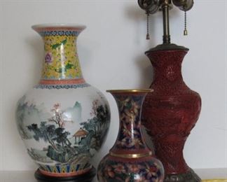 Antique Cinnabar Vase Republic Porcelain Vase 