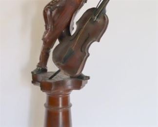 Antique Fine Quality Wood Carving Of A Musician