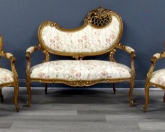 Antique Finely Carved and Gilt Decorated Louis XV