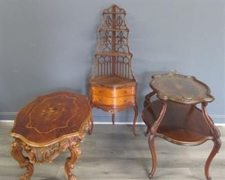 Antique Inlaid Corner Cabinet Tier Table