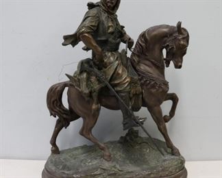 Antique Patinated Metal Sculpture Of An Arab On