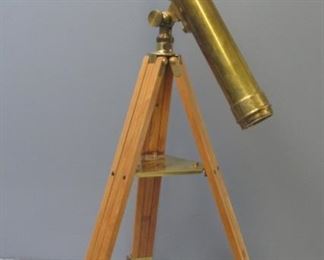 Brass Telescope On Extending Wood Base