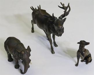Bronze Dog Bronze Elk And Bronze Elephant