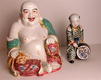 Chinese Porcelain Smiling Buddha Drummer Boy