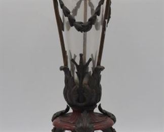 French Bronze and Rouge Marble Vase with Hoof Feet