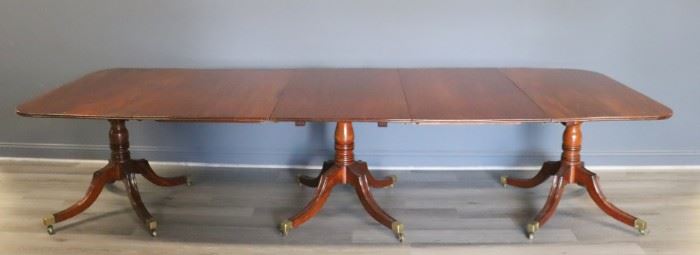 George Triple Pedestal Mahogany Table