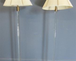 Hansen Signed Lucite And Brass Standing Lamp