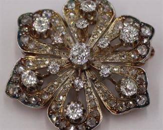 JEWELRY Antique kt Gold and Diamond Floral Form