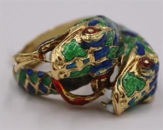 JEWELRY Italian kt Gold and Enamel Snake Ring