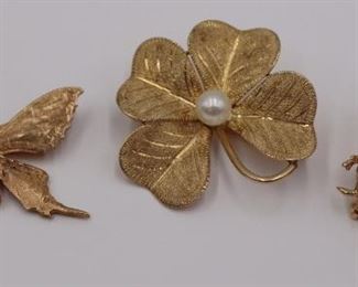 JEWELRY kt Gold Bug and Flora Brooches